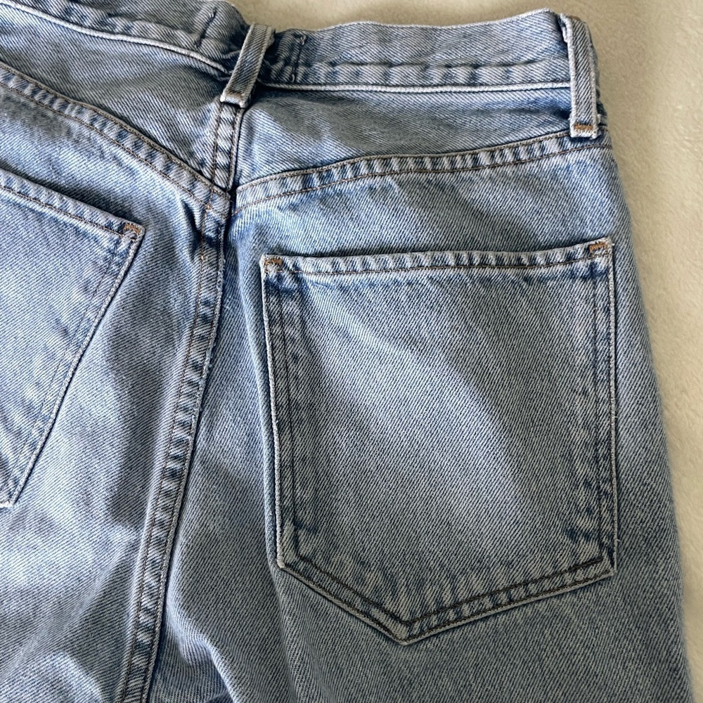 Agolde Riley Light Blue Straight Leg Raw Hem Jeans - Picture 10 of 13